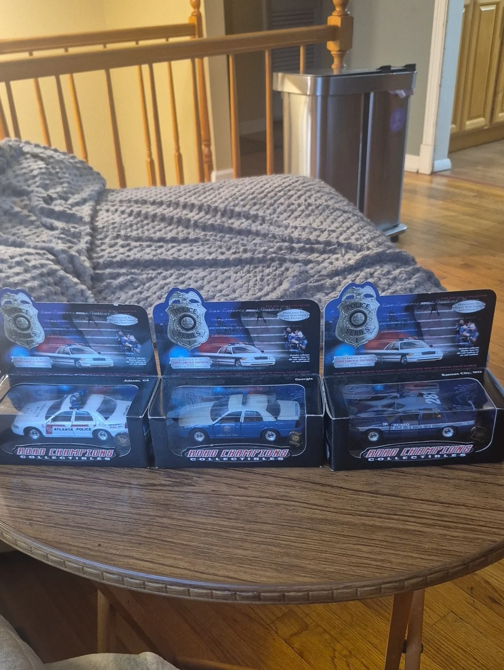 New In Box Lot3 Champion White Police Car Toy -Packaged Collectible. Dated 1999